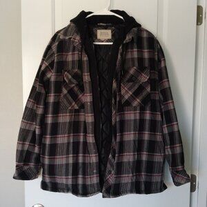 Boston Traders Lined Plaid Flannel Shirt Hooded Jacket Men's M